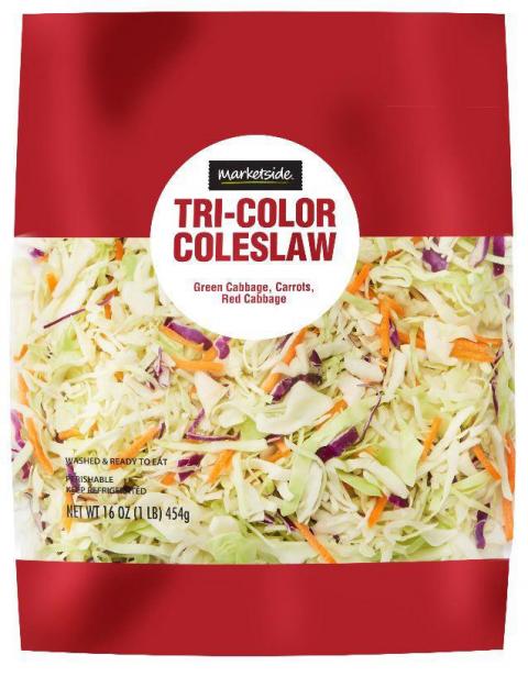 Bag label, Marketside Tricolor Colorful Coleslaw, Net Wt. 16oz