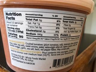 Container Back: Nutrition Facts Panel