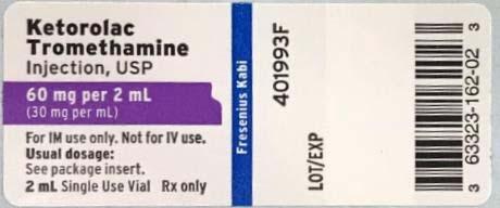 Ketorolac Tromethamine Injection, USP, 60 mg/2 mL label
