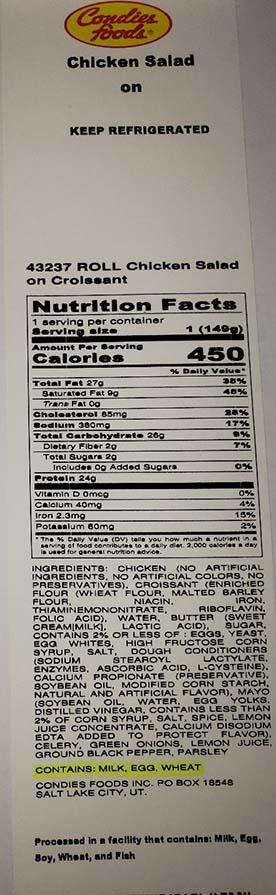 Label, Chicken Salad on Croissant