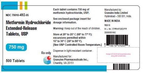 Photo 2 – Labeling - Metformin Hydrochloride Extended-Release Tablets, USP 750 mg. Pack Mode: 500 Tablets