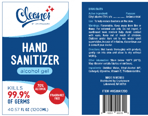 Cleaner Hand Sanitizer, 1200 ml, front and back label