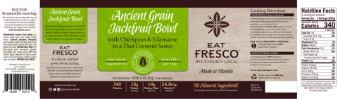 Ancient Grain Jackfruit Bowl label with nutrition facts