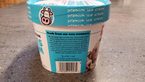 Weis Quality Cookies and Cream Ice Cream (48 oz.), Side label