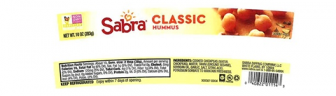 Side label, Sabra Classic Hummus, 10 oz
