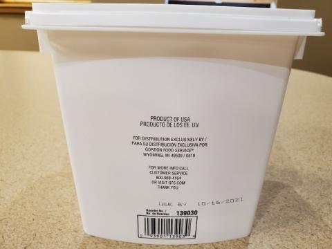 Image of side panel of recalled product container