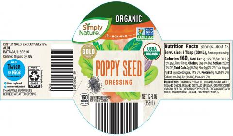 Label: Simply Nature POPPY SEED DRESSING, NET 12 FL OZ.