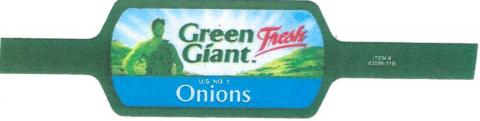 Green Giant Onion Tag Label