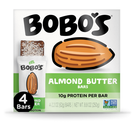 4-pack Almond butter bars, 10 gm protein per bar