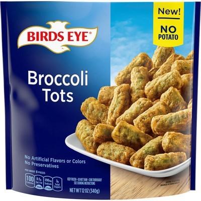 Front of package, Birds Eye Broccoli Tots