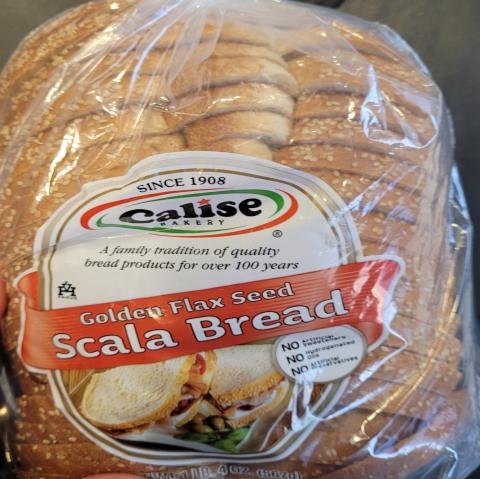 Photo 1 – Labeling, Calise Bakery Golden Flax Seed Scala Bread, front of package