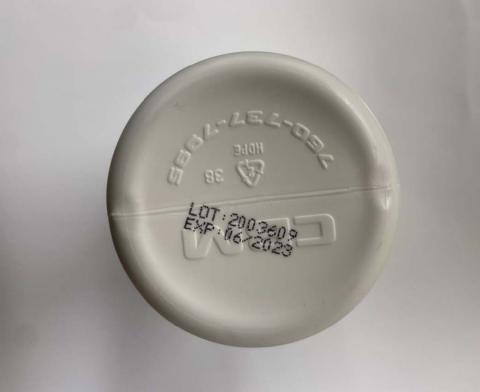 Product Image Lot code and expiration on bottom of bottle.