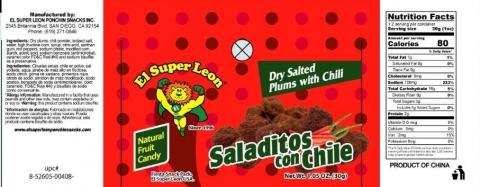 El Super Leon Dry Salted Plums with Chili, Net Wt. 1.05 oz