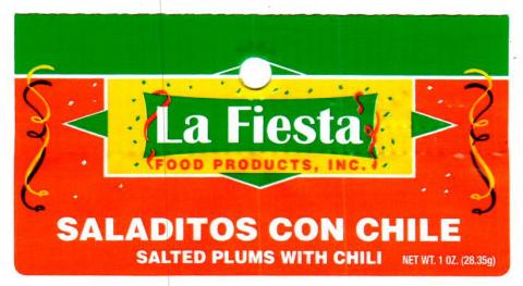 La Fiesta Brand Saladitos Con Chile(Salted Plums with Chili) front label