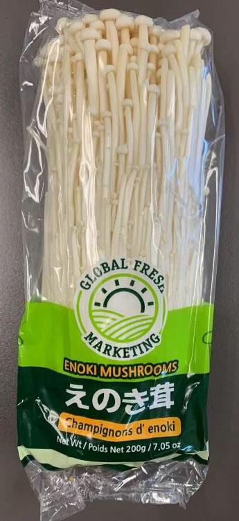 1st image: “Global Fresh Marketing, Enoki Mushrooms, 200 g/7.05 oz”
