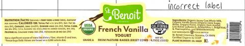 Label, St. Benoit Creamery French Vanilla Yogurt