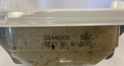 Side View of Lot # and Best By Date