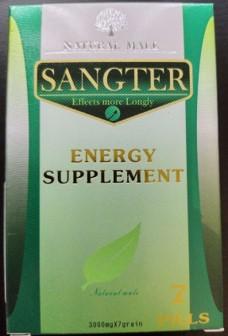“Front of Package, SANGTER Energy Supplement, 3000mg”