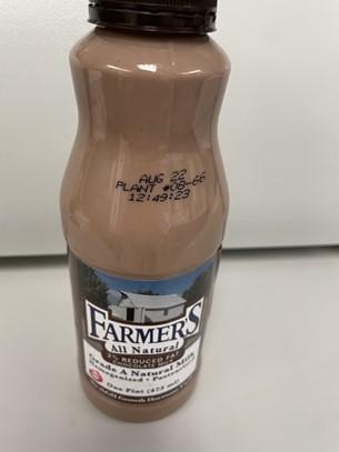 Labeling, Farmer’s All Natural 2% Reduced Fat Chocolate Milk, one pint