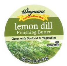 Wegmans Lemon Dill Finishing Butter, Net Wt. 3.5 oz, package label