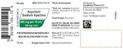 Product label, Acyclovir Sodium Injection 500 mg per 10 mL (50 mg/mL)