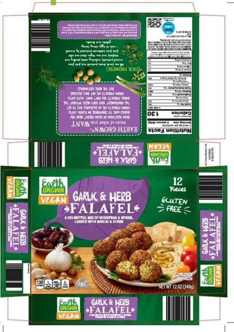Package, Earth Grown Vegan Garlic and Herb Falafel”