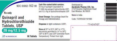 Product label, Quinapril and Hydrochlorothiazide Tablets USP, 20mg / 12.5mg, 90 Tablets