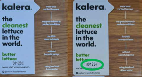 Label Image – kalera, butter lettuce, with coding 