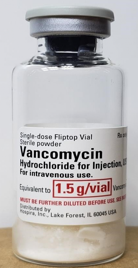 Vancomycin Hydrochloride for Injection, USP, For intravenous use, 1.5 g Single-dose Fliptop Vial, Sterile Powder