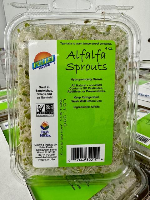 Alfalfa Sprouts Clamshell with Label