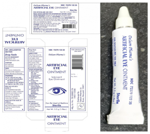 Picture of Delsam Pharma’s Artificial Eye Ointment label
