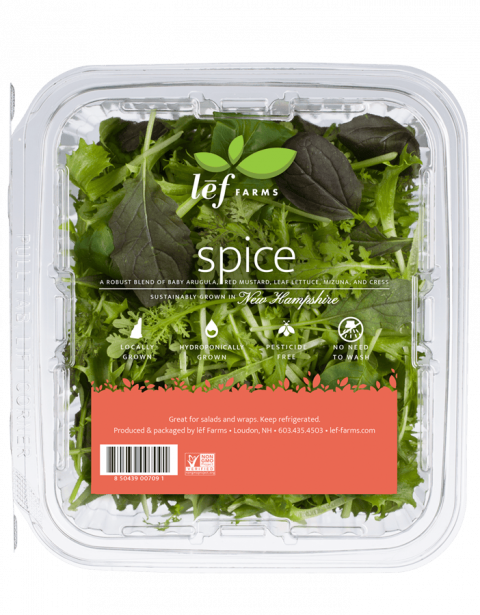 Product image, lēf Farms Spice Salad Greens 4 oz