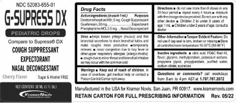 “G-SUPRESS DX, Pediatric Drops, Cough Suppressant, Expectorant, Nasal Decongestant, Cherry Flavor, 30 ml”