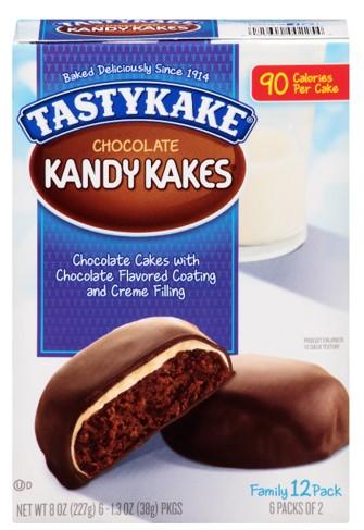 Image 1: Front package label, Tastykake Chocolate Kandy Kakes, NET WT 8oz
