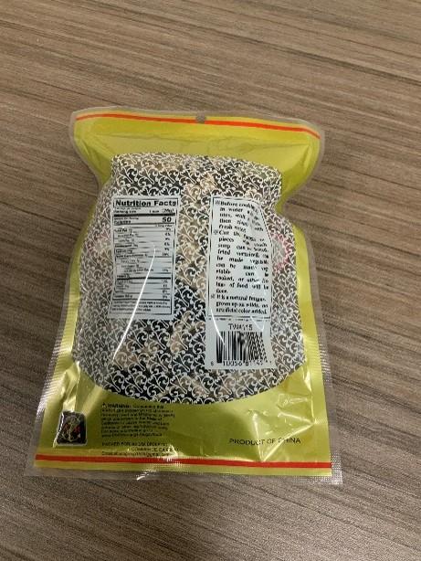 Image 2 – Labeling, back of packaging Black Fungus, Nam Meo