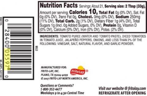 Incorrect Back Label, Nutrition Facts, UPC code ending in 05597