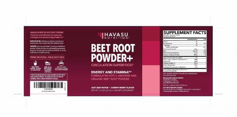Jar Label, Havasu Nutrition Beet Root Powder