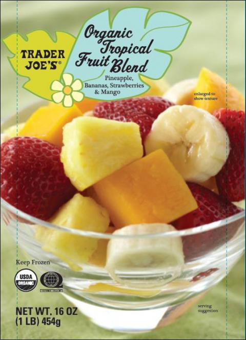 Image 1 – Labeling, Trader Joe’s Organic Tropical Fruit Blend