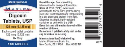 Label for Digoxin Tablets USP, 0.125mg 