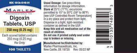 Label for Digoxin Tablets USP, 0.25mg 