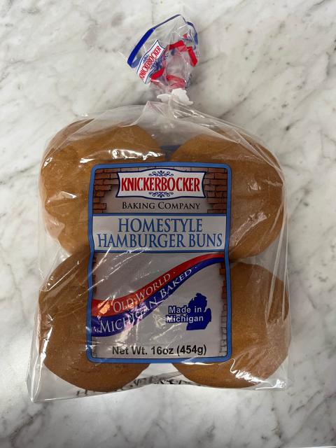 Front label, Knickerbocker Homestyle Hamburger Buns