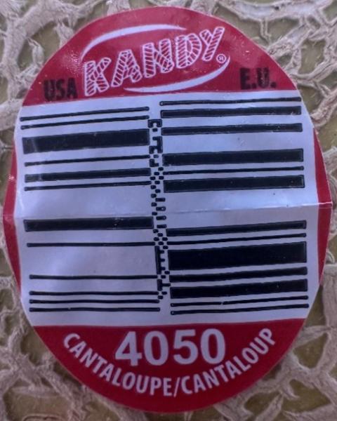 Sticker on Kandy brand whole cantaloupe Code 4050