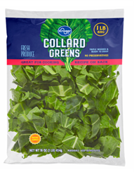 “Front label of Kroger Collard Greens, 16 oz bag”