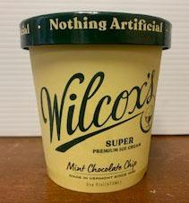Image 1: “Photograph of Wilcox labeled container Mint Chocolate Chip Super Premium Ice Cream”