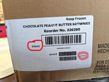Master Case Label with Lot Codes circled in RED