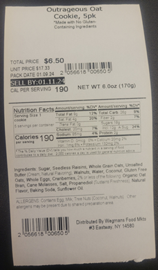 Image 1 – Labeling, Outrageous Oat Cookie, 5 pack