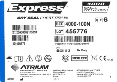 Image 1: “Label of Express Dry Seal Chest Drain 4000 Single Collection”