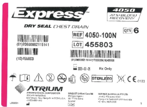 Image 2: “Label of Express Dry Seal Chest Drain 4050 ATS Blood Recovery”