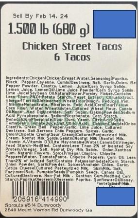 Label for Chicken Street Taco Kit