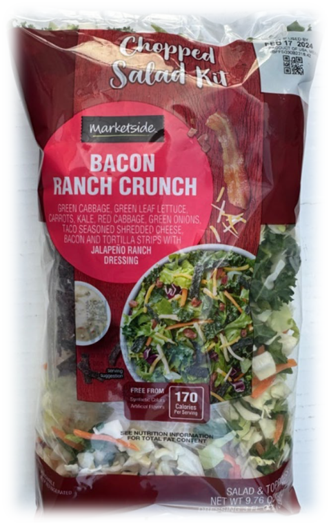 Front of package, Marketside Bacon Ranch Crunch Chopped Salad Kit Braga